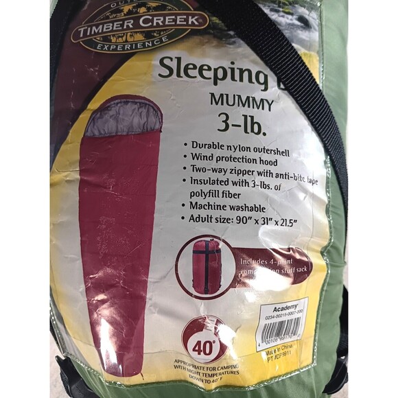 Timber Creek Adult Sleeping Bag Mummy Style 3-lb 90" x 31" x 21.5" - Picture 2 of 5